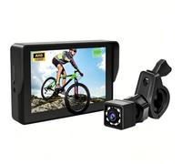 Qxckyag Bike Rear View Camera 1080P 5in Display 120deg Wide Handlebar | 360deg camera rotates for full rear view with 110deg wide angle, HD feed on a 5in color screen for rides.