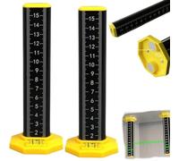 Qxckyag Floor Tile Height Ruler - Double-Sided Scales, Magnetic Base Pro | Precise height references on site with laser-engraved, double-sided scales; sand-weighted hollow interior for stability.