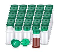 Qxckyag Plastic Spice Jars with Shaker Lids 100ml Green, 50-Pcs Airtight | See-through jars let you monitor seasoning levels at a glance; robust shaker lids prevent leaks during busy days in kitchens.