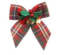 QXDZSW 12pcs/pack Linen Mini Bow Christmas Tree Decoration Leaf Jingle Bell Bow Decorations Ornaments Bowknot Crafts
