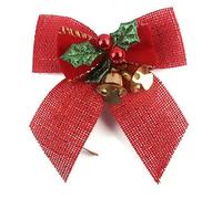 QXDZSW 12pcs/pack Linen Mini Bow Christmas Tree Decoration Leaf Jingle Bell Bow Decorations Ornaments Bowknot Crafts