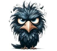 QXDZSW 1pc Funny Black Raven Sticker, Water-Proof Home Wall Decal for Wall, Bathroom, Cabinet, Door,Toilet, Car, Laptop