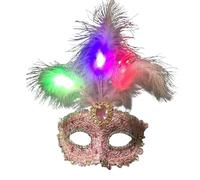 QXDZSW 1Pcs Venice Glowing Feather Masks Woman Fancy Dance Party Eye Mask Carnival Halloween Masquerade Cosplay Costume