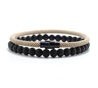 QXDZSW 2Pcs Matching Bracelet Set Unisex 6mm Onyx Stone Braclet 4mm Cord Chain Braslet Paired Couple Brazalete Pulseira Joias