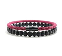 QXDZSW 2Pcs Matching Bracelet Set Unisex 6mm Onyx Stone Braclet 4mm Cord Chain Braslet Paired Couple Brazalete Pulseira Joias