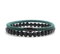 QXDZSW 2Pcs Matching Bracelet Set Unisex 6mm Onyx Stone Braclet 4mm Cord Chain Braslet Paired Couple Brazalete Pulseira Joias