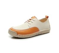 QXDZSW Color Casual Leather Men's Shoes Soft Lightweight Sneakers Breath Driving Shoes Non Slip Walking Shoes Outdoor Trainers Orange