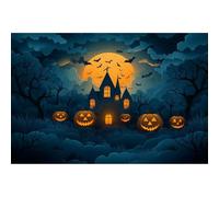 QXDZSW Halloween Night Background Ballons Castle Moon Pumpkin Photography Backdrops Horrible Cemetery Photo Backdrop