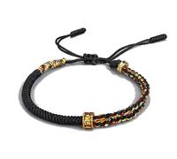 QXDZSW Hand Braided Prayer Bracelet 6 Syllable Mantra Copper Beads Lucky Rope Couple Friendship Hand String Ethnic