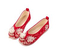 QXDZSW Handmade Xiuhe Shoes Ancient Style Han Clothing Flat Women's Costume Embroidered Wedding Spring