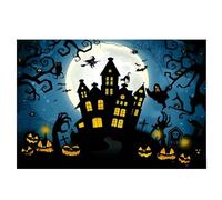 QXDZSW Happy Halloween Backdrop Horror Moon Pumpkin Witch Castle Little hotography Background Party Decor