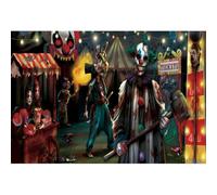 QXDZSW Haunted Carnival Halloween Backdrop Creepy Clown Dark Scene Spooky Amusement Park Photography Background Shooting Props
