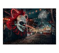 QXDZSW Haunted Carnival Halloween Backdrop Creepy Clown Dark Scene Spooky Amusement Park Photography Background Shooting Props