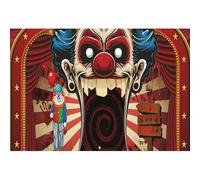 QXDZSW Haunted Carnival Halloween Backdrop Creepy Clown Dark Scene Spooky Amusement Park Photography Background Shooting Props