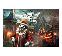 QXDZSW Haunted Carnival Halloween Backdrop Creepy Clown Dark Scene Spooky Amusement Park Photography Background Shooting Props