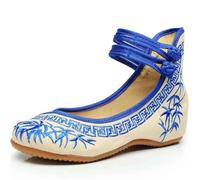 QXDZSW Lady Models Bamboo Literati Ink Blue and White Porcelain Series Embroidered Cloth Shoes Women's Shoes