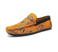 QXDZSW Men's Shoes Casual Personality Loafers Breathable Slip on Orange Yellow Driving Shoes