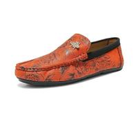 QXDZSW Men's Shoes Casual Personality Loafers Breathable Slip on Orange Yellow Driving Shoes