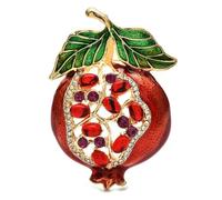 QXDZSW Red Enamel Pomegranate Brooches Women Lady Beautiful Fruits Plants Party Office Brooch Pins