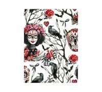 QXDZSW Sugar Skull Floral Peel and Stick Wallpaper Bedroom Black/White Removable Accent Wall Decorations
