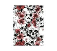QXDZSW Sugar Skull Floral Peel and Stick Wallpaper Bedroom Black/White Removable Accent Wall Decorations