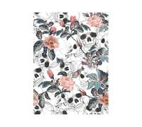 QXDZSW Sugar Skull Floral Peel and Stick Wallpaper Bedroom Black/White Removable Accent Wall Decorations
