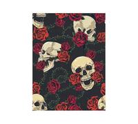 QXDZSW Sugar Skull Floral Peel and Stick Wallpaper Bedroom Black/White Removable Accent Wall Decorations