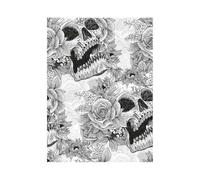 QXDZSW Sugar Skull Floral Peel and Stick Wallpaper Bedroom Black/White Removable Accent Wall Decorations