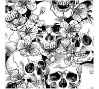 QXDZSW Sugar Skull Floral Peel Stick Wallpaper Black/White Removable Skull Self Adhesive Wallpaper Bedroom Accent Wall Decor