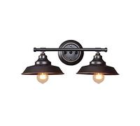 QXGJTLI 2-Light Vanity Wall Light Fixture, E27 Base Steampunk Rustic Wall Spotlights, Wall Sconces Lamp with Glass Shade for Powder Room, Hallway, Kitchen, Mirror, Bedroom