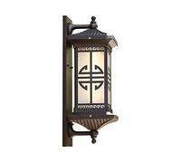 QXGJTLI Rectangular Wall Light Japanese Outdoor Wall Lamp Door Garden Decoration Lamp Brown Aluminum Glass Wall Sconce E27 Outside Lighting Fixture