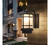 QXGJTLI Retro Waterproof Home LED Courtyard Wall Sconce Chinese Outdoor Wall Lamp Square Shape Wall-mounted Wall Luminaire Aluminum Glass Durable Wall Light Cafe Hotel Bar Wall Lantern E27 Base