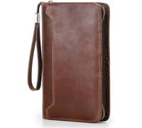 QXHSSM Genuine Leather Passport Wallet RFID Blocking Travel Organizer Holds Passports Vintage Retro Document Case for Men(Brown)