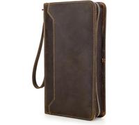 QXHSSM Genuine Leather Passport Wallet RFID Blocking Travel Organizer Holds Passports Vintage Retro Document Case for Men(Coffee)