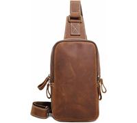 QXHSSM Genuine Leather Retro Crossbody Chest Bag for Men Sling Bag Fits iPad mini Phone Wallet Brown(Brown)