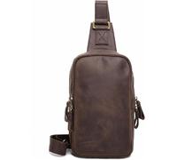 QXHSSM Genuine Leather Retro Crossbody Chest Bag for Men Sling Bag Fits iPad mini Phone Wallet Brown(Deep Coffee)