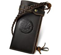 QXHSSM Retro Genuine Leather Bifold Wallet for Men with Removable Chain Checkbook Organizer Design