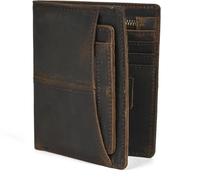 QXHSSM Retro Genuine Leather Wallet for Men Foldable Compact Minimalist Bifold Card Holder(Brown)