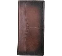 QXHSSM Retro Long Genuine Leather Bifold Wallet for Men with Zippered Coin Pocket Travel Size(Dark Brown)