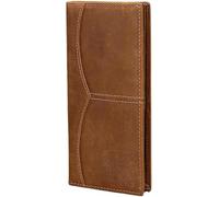 QXHSSM Retro Long Genuine Leather Bifold Wallet for Men with Zippered Coin Pocket Travel Size(Light Brown)