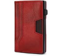QXHSSM Retro Mens Genuine Leather Slim Wallet Pop Up Card Holder Money Clip RFID Blocking ID Window