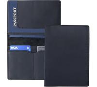 QXHSSM Retro Travel Genuine Leather Passport Holder with Folding Wallet Design(Black)