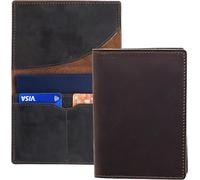 QXHSSM Retro Travel Genuine Leather Passport Holder with Folding Wallet Design(Dark Brown)