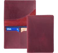 QXHSSM Retro Travel Genuine Leather Passport Holder with Folding Wallet Design(Red)