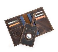 QXHSSM Unisex Genuine Leather Wallet Retro Crazy Horse Leather RFID Blocking Travel Passport Holder Slot
