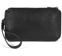 QXHSSM Vintage Unisex Genuine Leather RFID Blocking Wristlet Clutch Wallet(Black)
