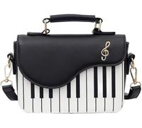QXHSSM Whimsy Twee Piano Crossbody Bag - Music Notes Small Purse with Adjustable Strap(Black)