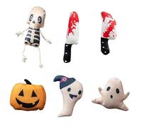 Qxiao 1/6Pcs Cat Toys Halloween Catnip Toys Horror Knife-Shaped Kitten Toy Chew Bite PlushToy for Cat Halloween Stress Reliever Toy Interactive Kitty Kicker for Indoor Interactive Play & Exercise