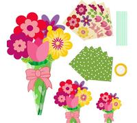 Qxiao 12pcs DIY Flower Bouquet Craft Kit - Floral Paper Crafts for Kids - Mother's Day, Teacher's Day, Birthday Gifts - Origami/Paper Craft - Not Foldable