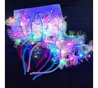 Qxiao 20Pcs Rabbit Ear LED Glow Hairbands Light Up Bunny Ear Headband Christmas Rabbit Ears Glowing Hair Hoops Luminous Hairband Headpiece Halloween Easter Festival Party Holiday